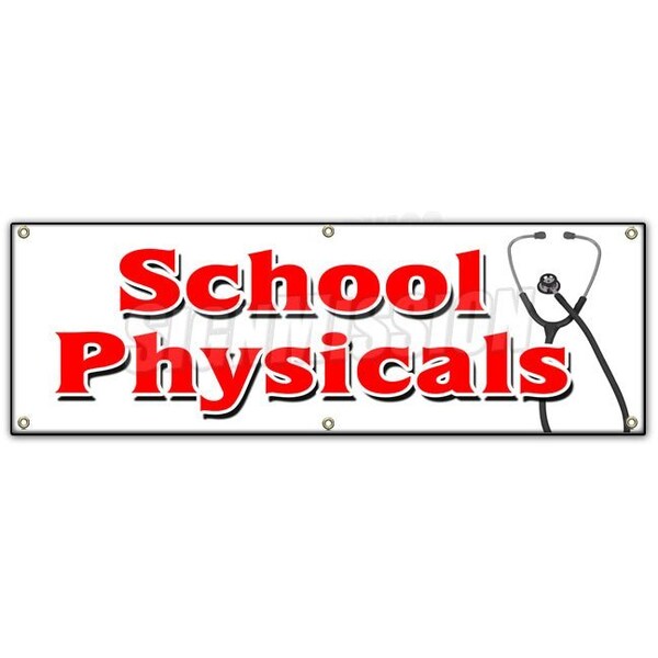 SCHOOL PHYSICALS BANNER SIGN no appointment walk-in flu shots health